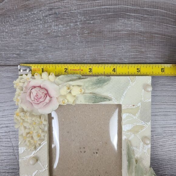 FLORAL 3D Embellished Floral & Pearl Ceramic Photo Picture Frame - Picture 10 of 14